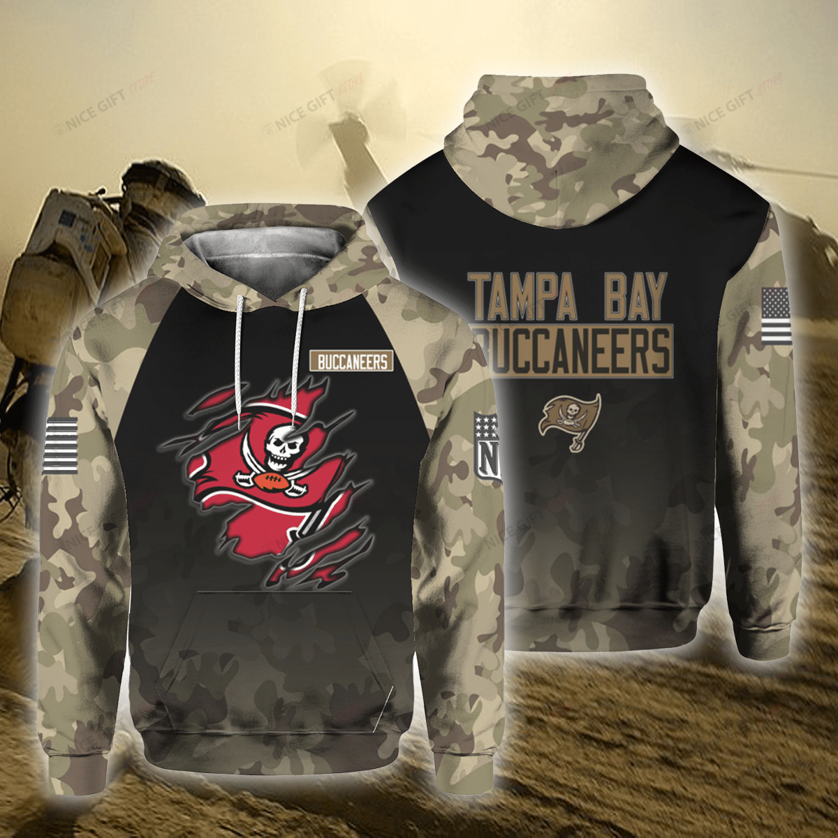 NFL Tampa Bay Buccaneers Camouflage Hoodie 3D 3HO-H3K9 - HomeFavo