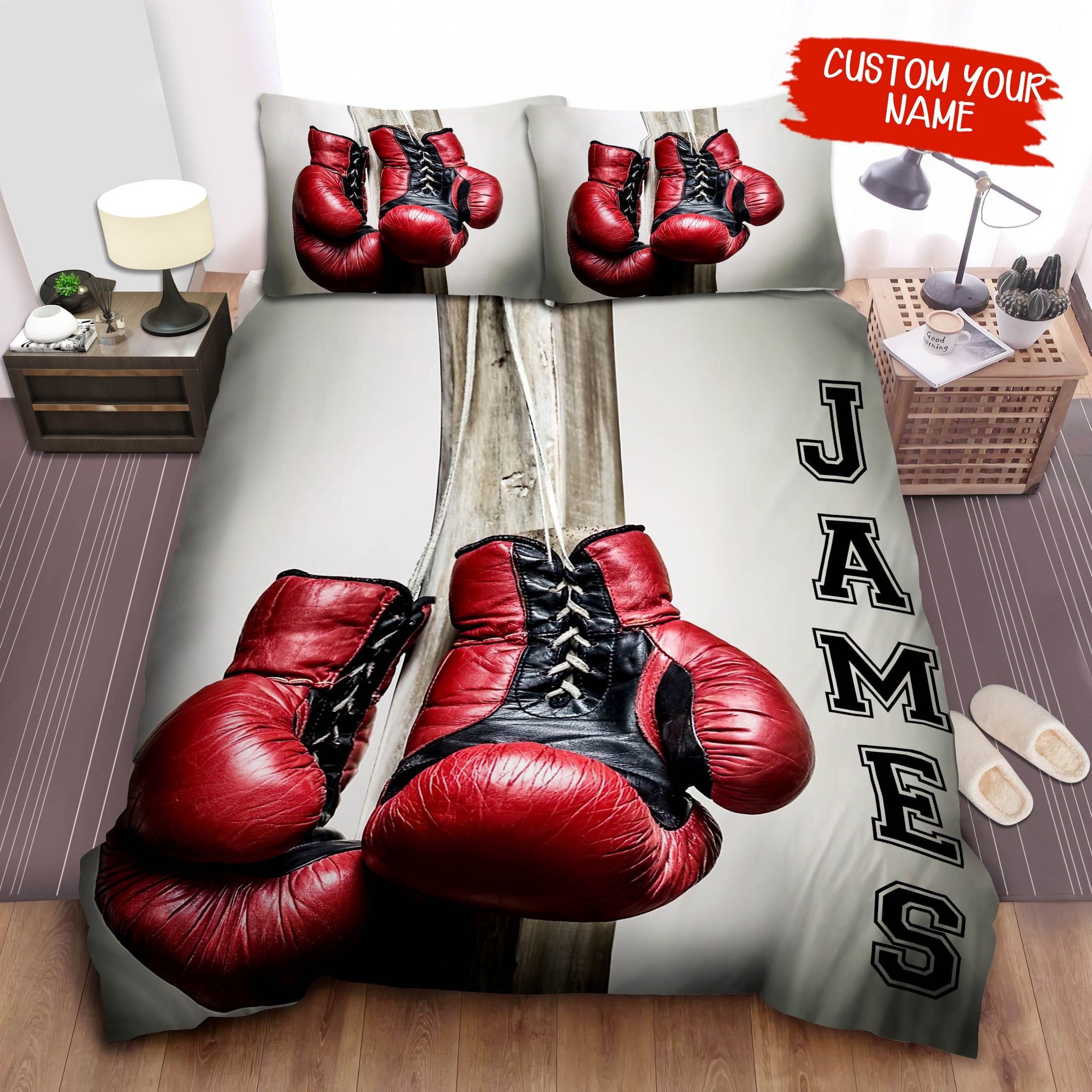 Personalized Detailed Boxing Gloves Photograph Bed Sheets Duvet Cover ...