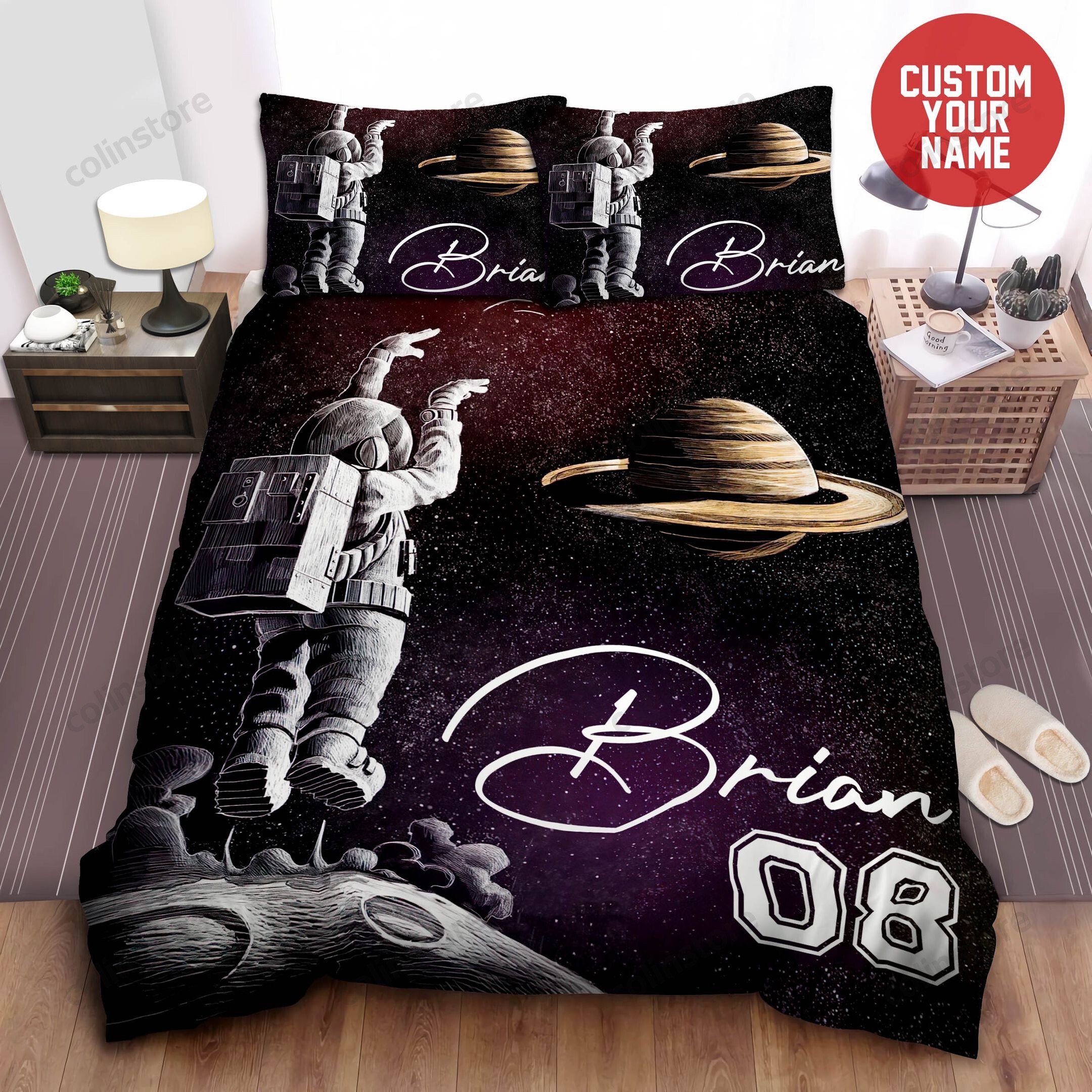 Personalized Space Astronaut Playing Basketball With Galaxy Planet Bed ...