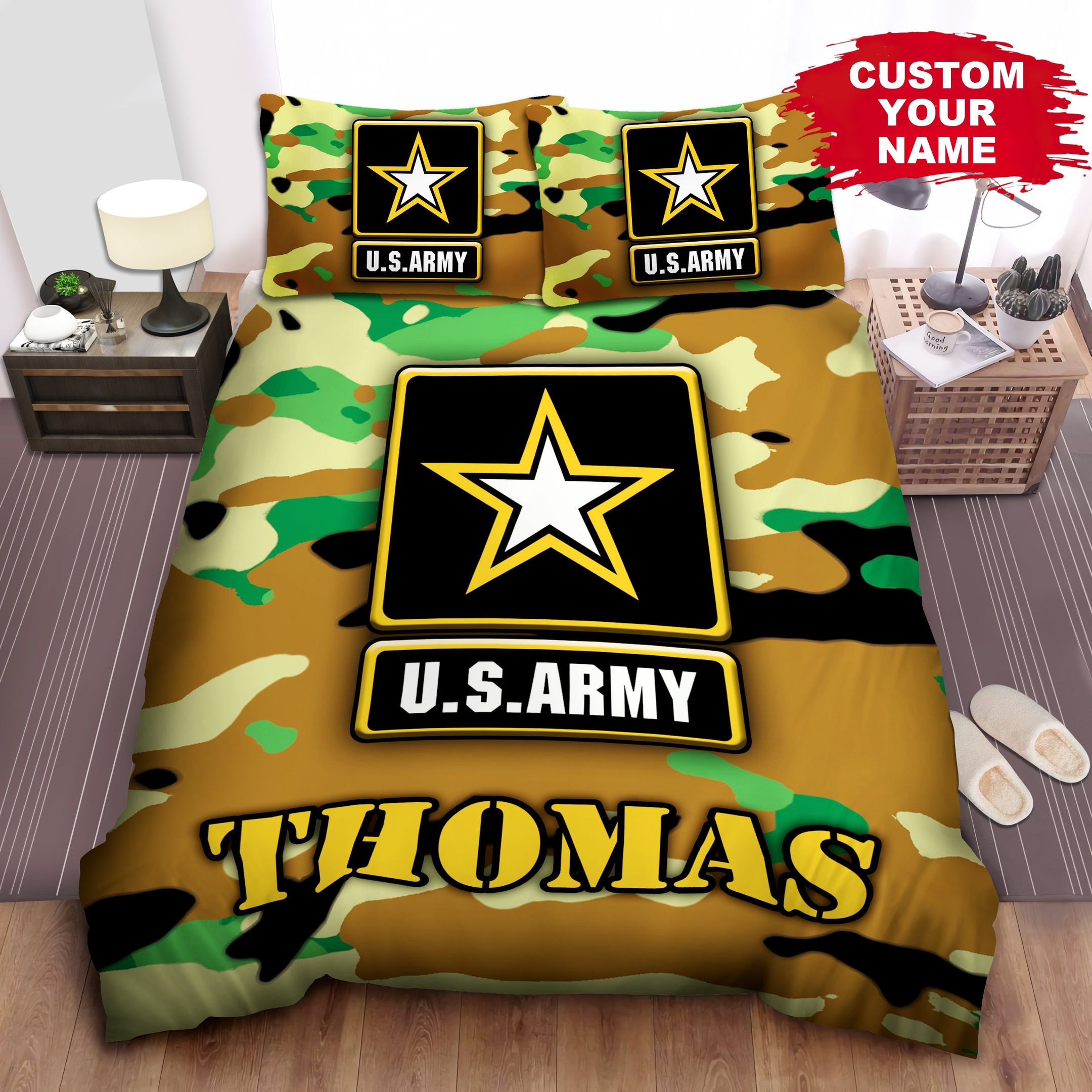 Personalized Us Army Theme Camouflage Bed Sheets Duvet Cover Bedding Sets Homefavo 