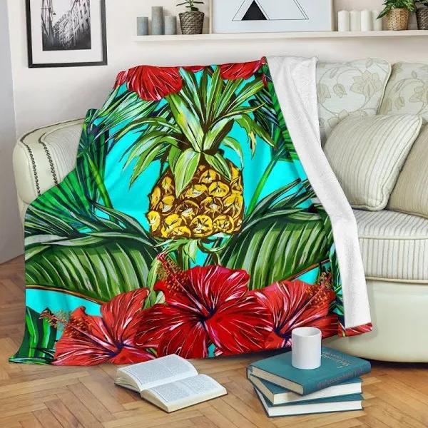 Pineapple Hibiscus Hawaii CL06120744MDF Blanket - HomeFavo