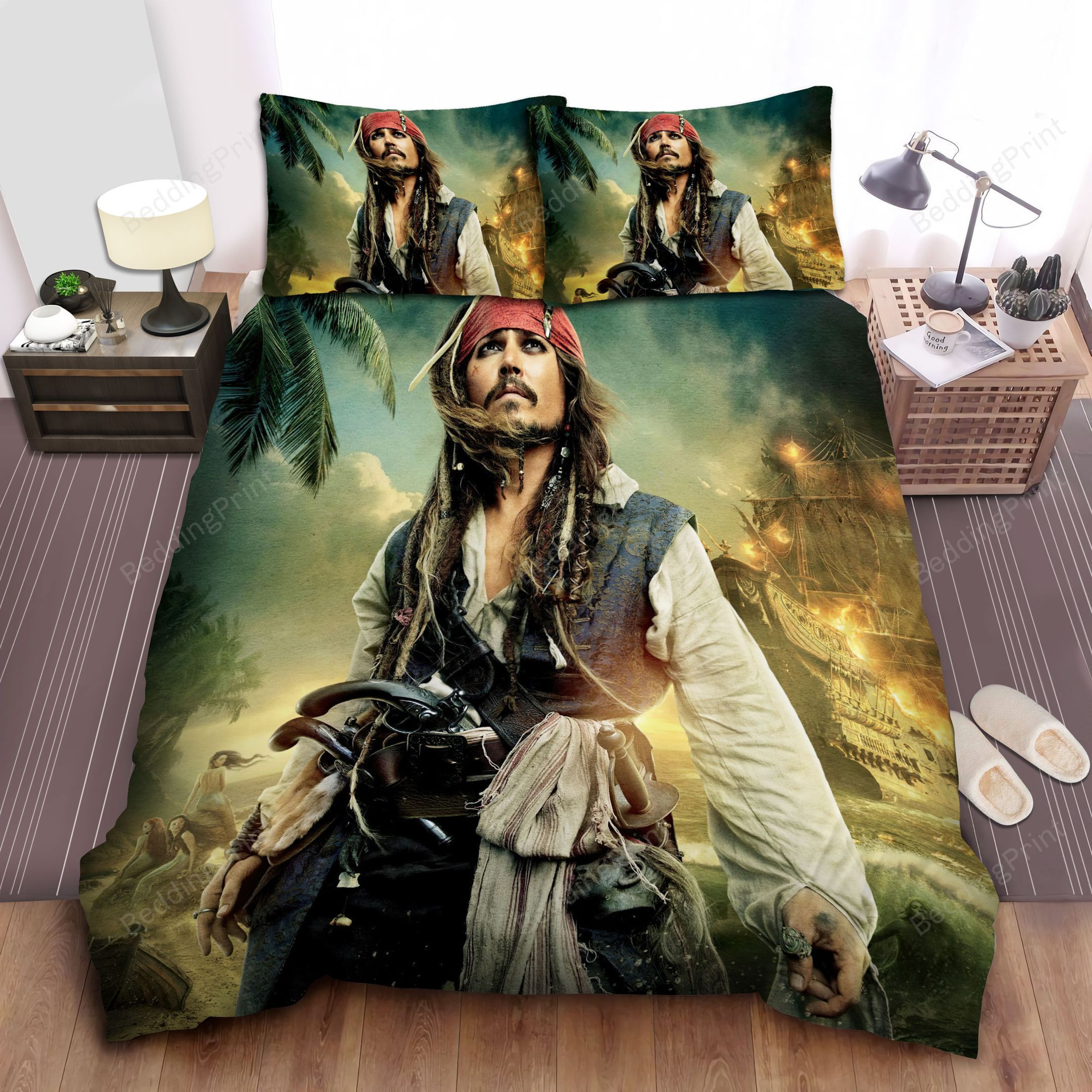 Pirates Of The Caribbean Captain Jack Sparrow And The Mermaids Bed Sheets Duvet Cover Bedding 9664