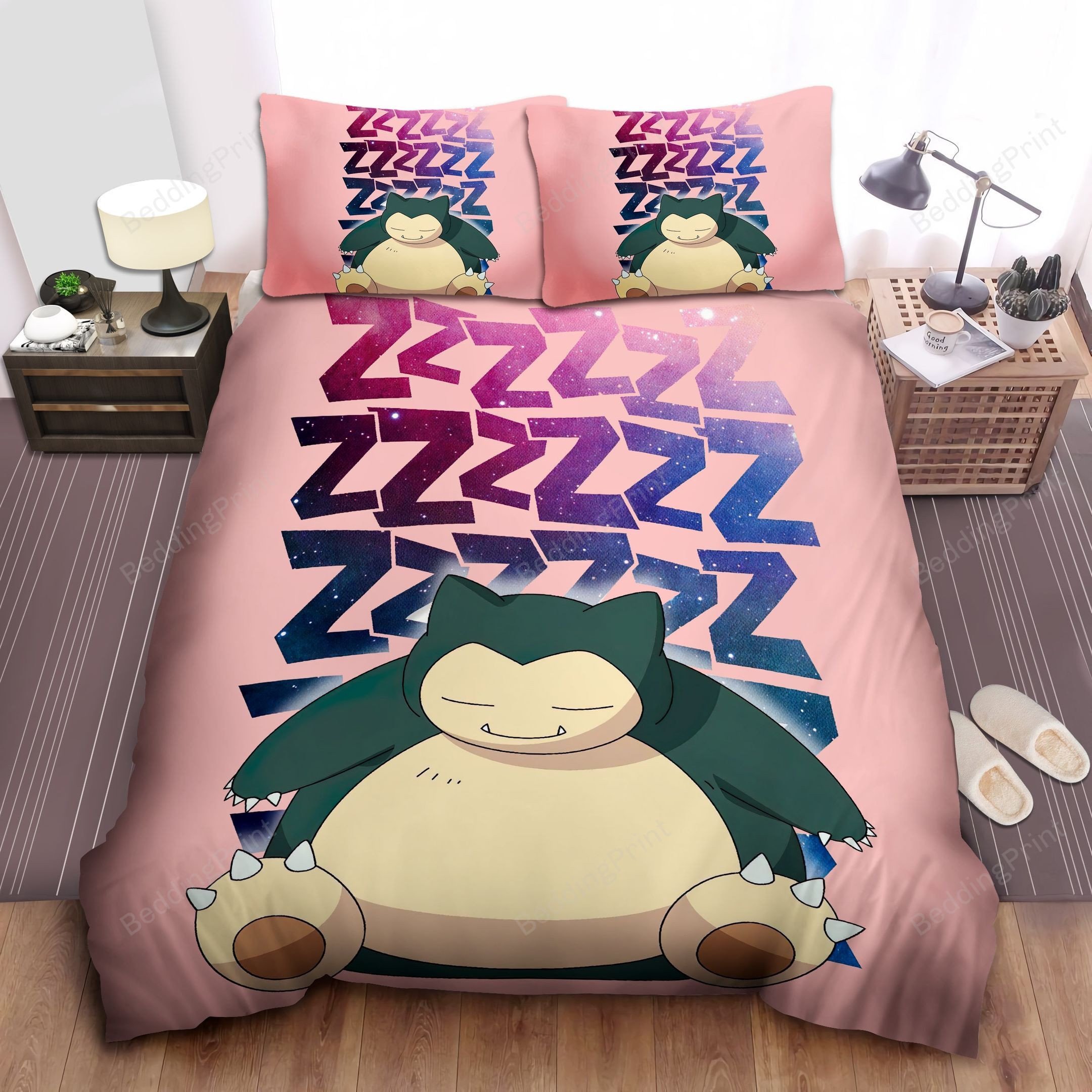 Pokemon Cute Snorlax Sleeping Bed Sheets Duvet Cover Bedding Sets