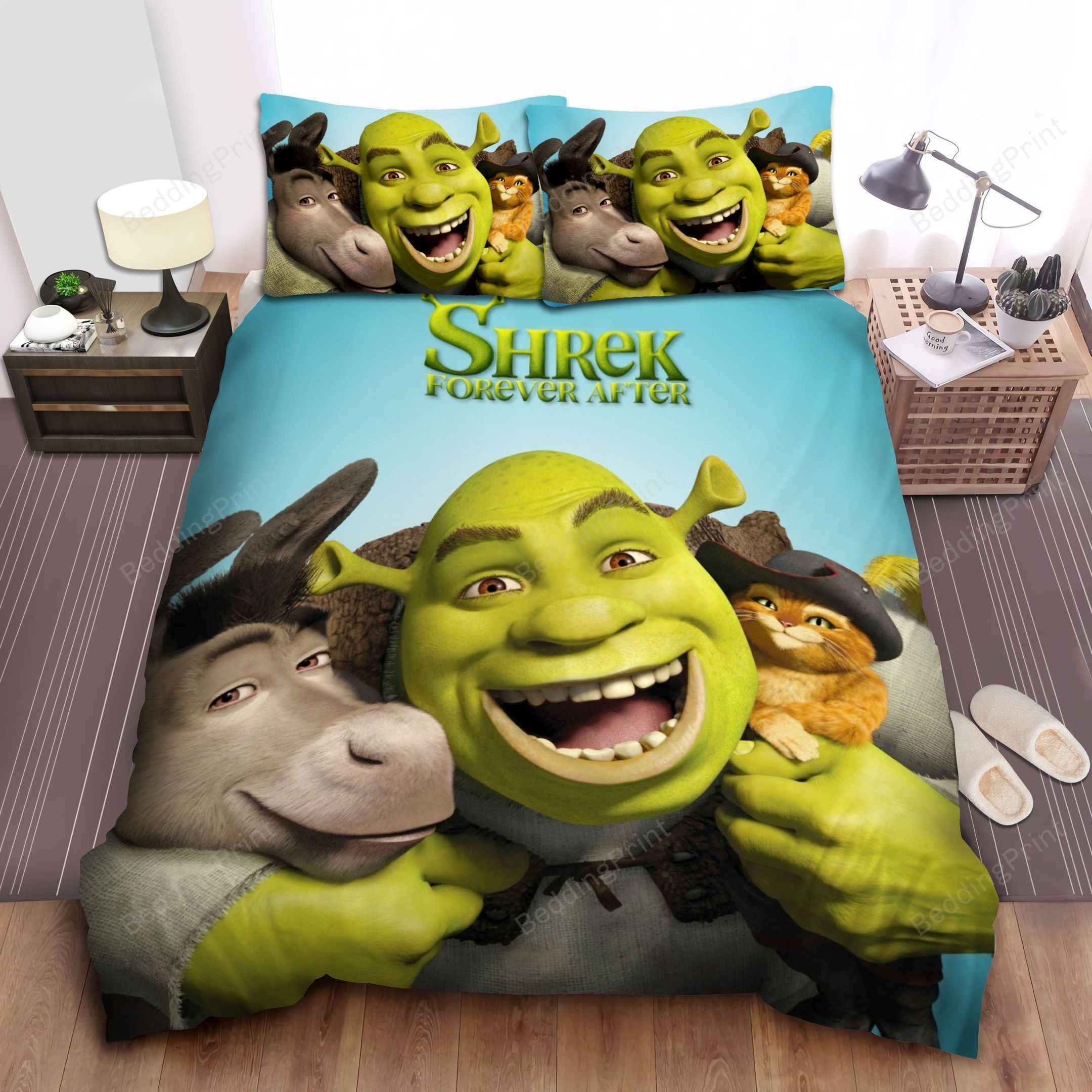 Shrek Laughing With Friends Bed Sheets Duvet Cover Bedding Sets