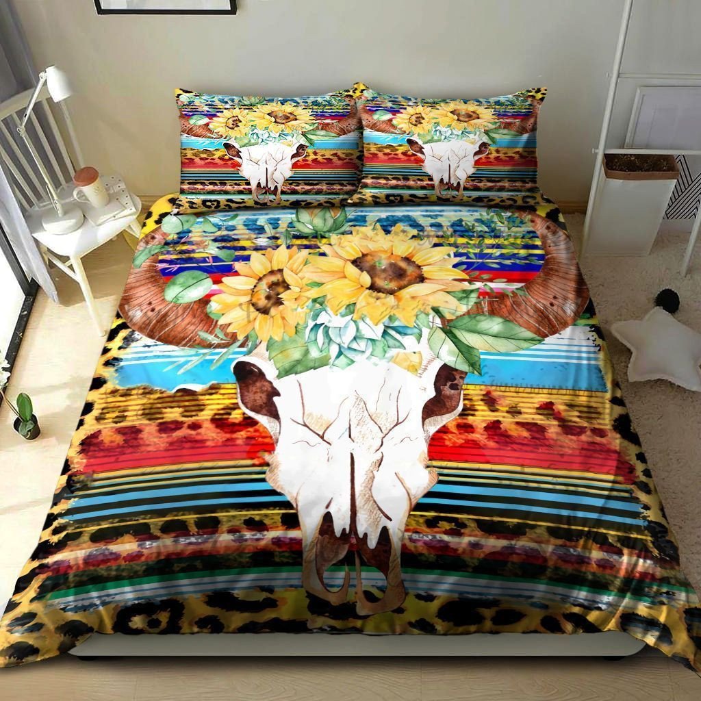 Skull Bull Cow Sunflower Bed Sheets Duvet Cover Bedding Sets - HomeFavo