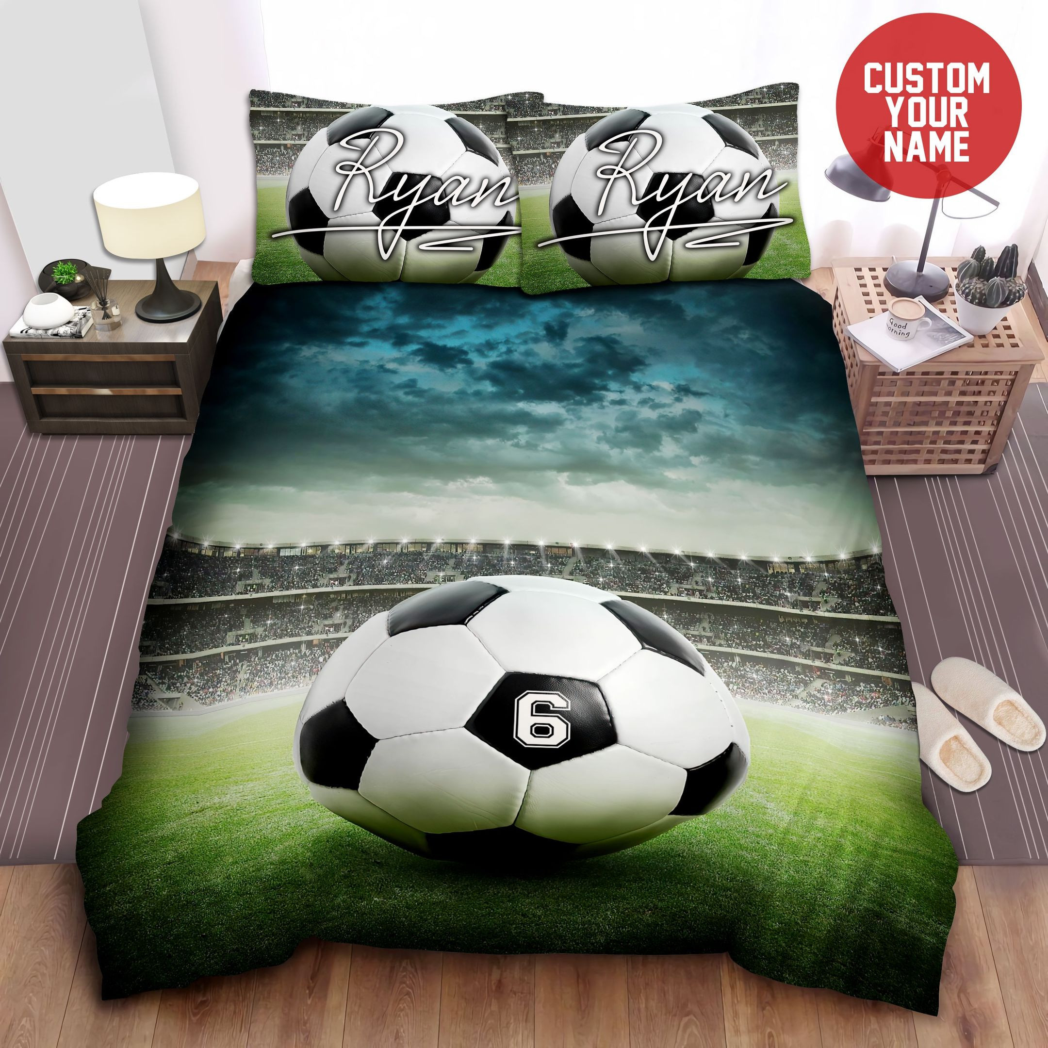 Soccer Field Personalized Custom Duvet Cover Bedding Set With Your ...
