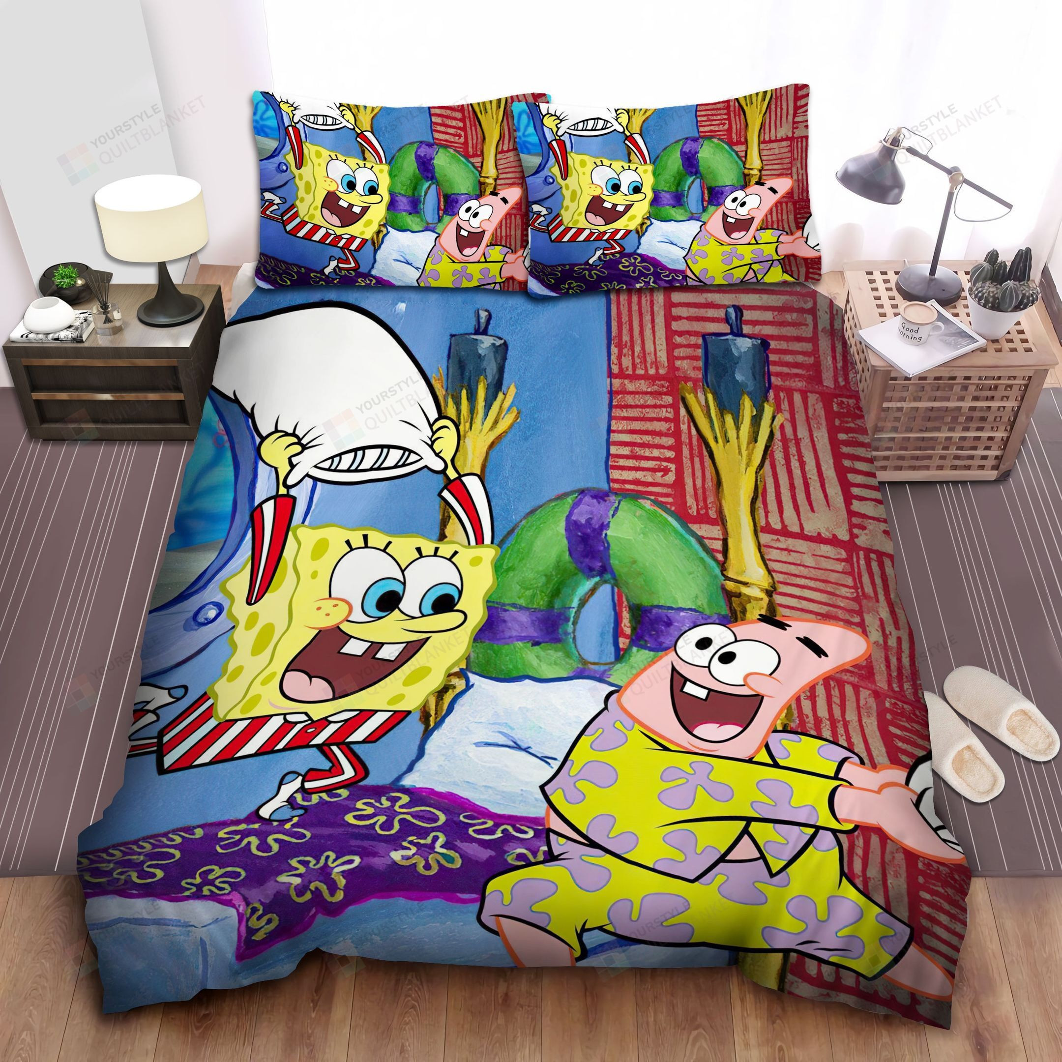 Spongebob Squarepants Sleeping Party With Patrick Star Bed Sheets