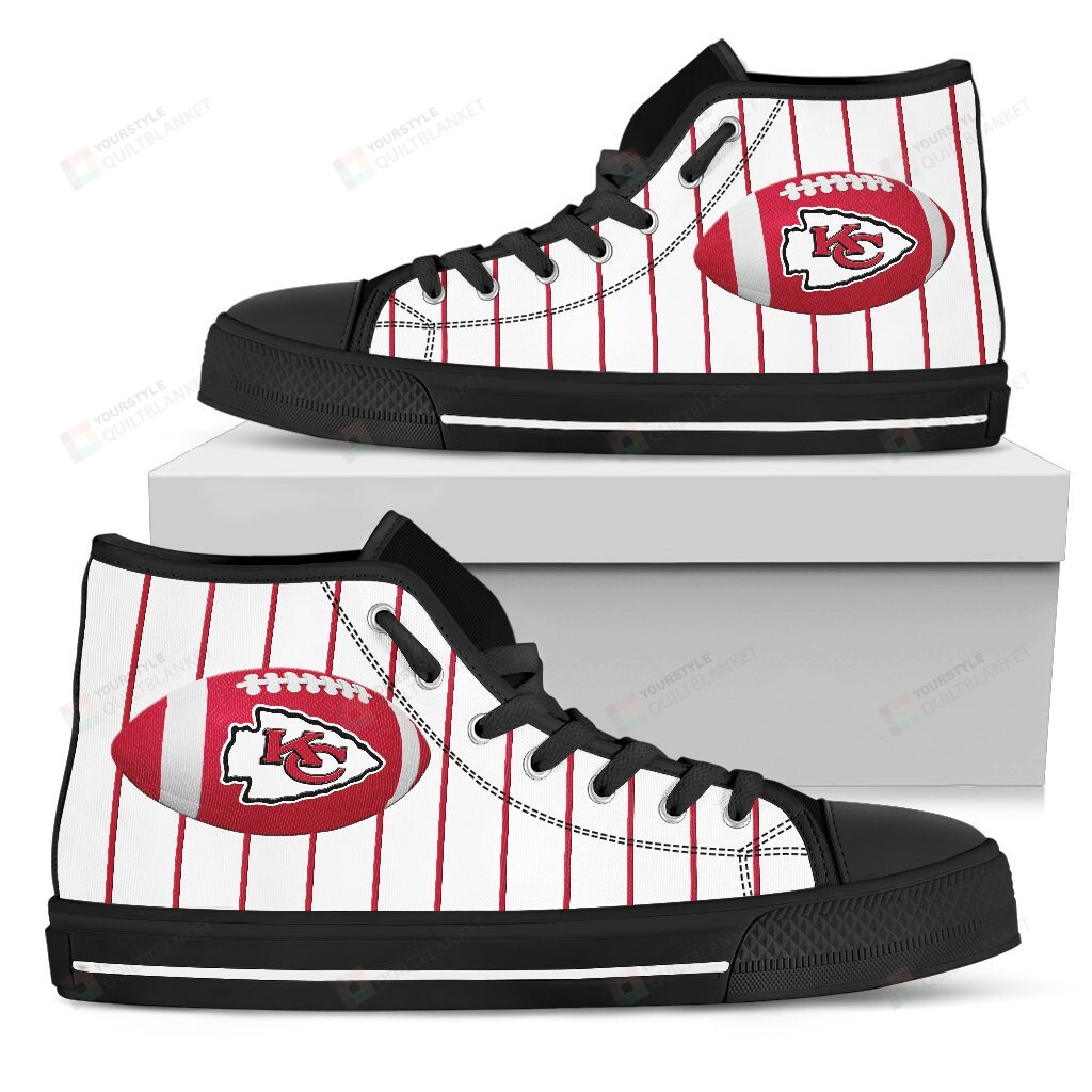 Straight Line With Deep Circle Kansas City Chiefs High Top Shoes - HomeFavo