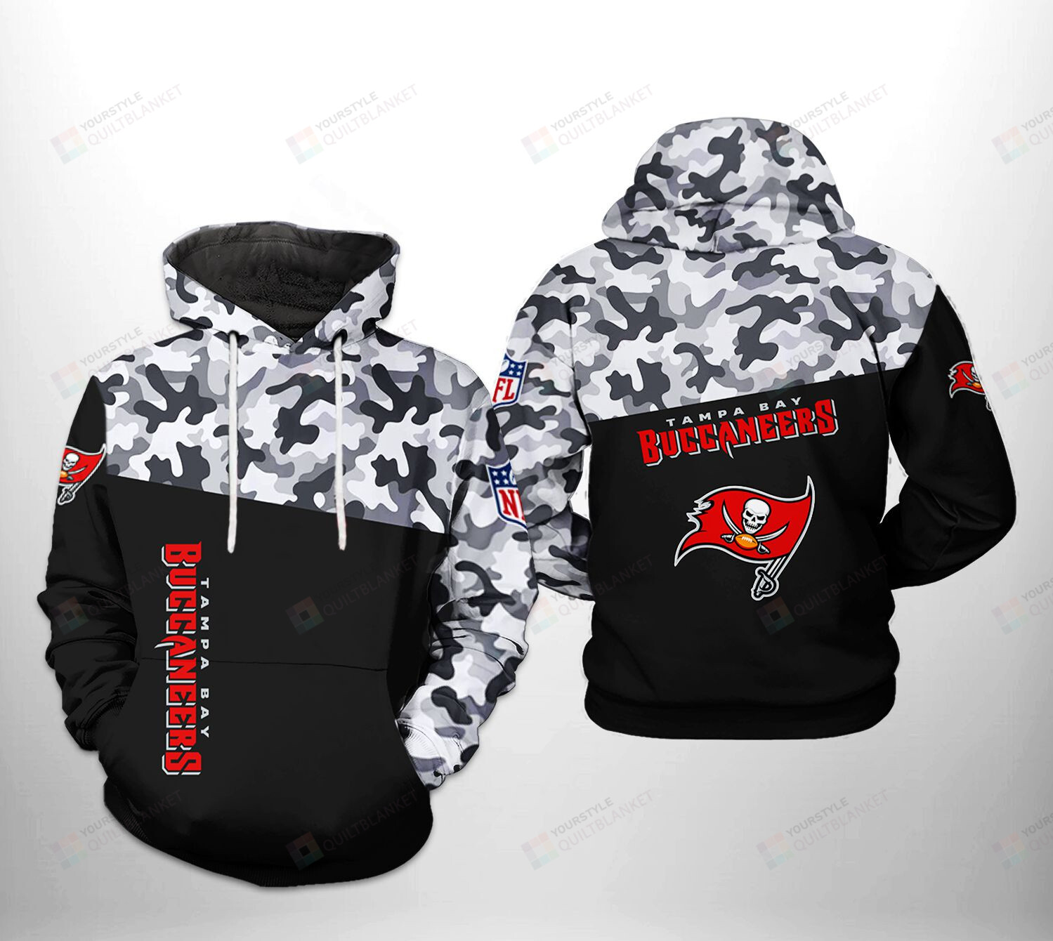 Tampa Bay Buccaneers NFL Camo Veteran Team 3D All Over Print Hoodie ...