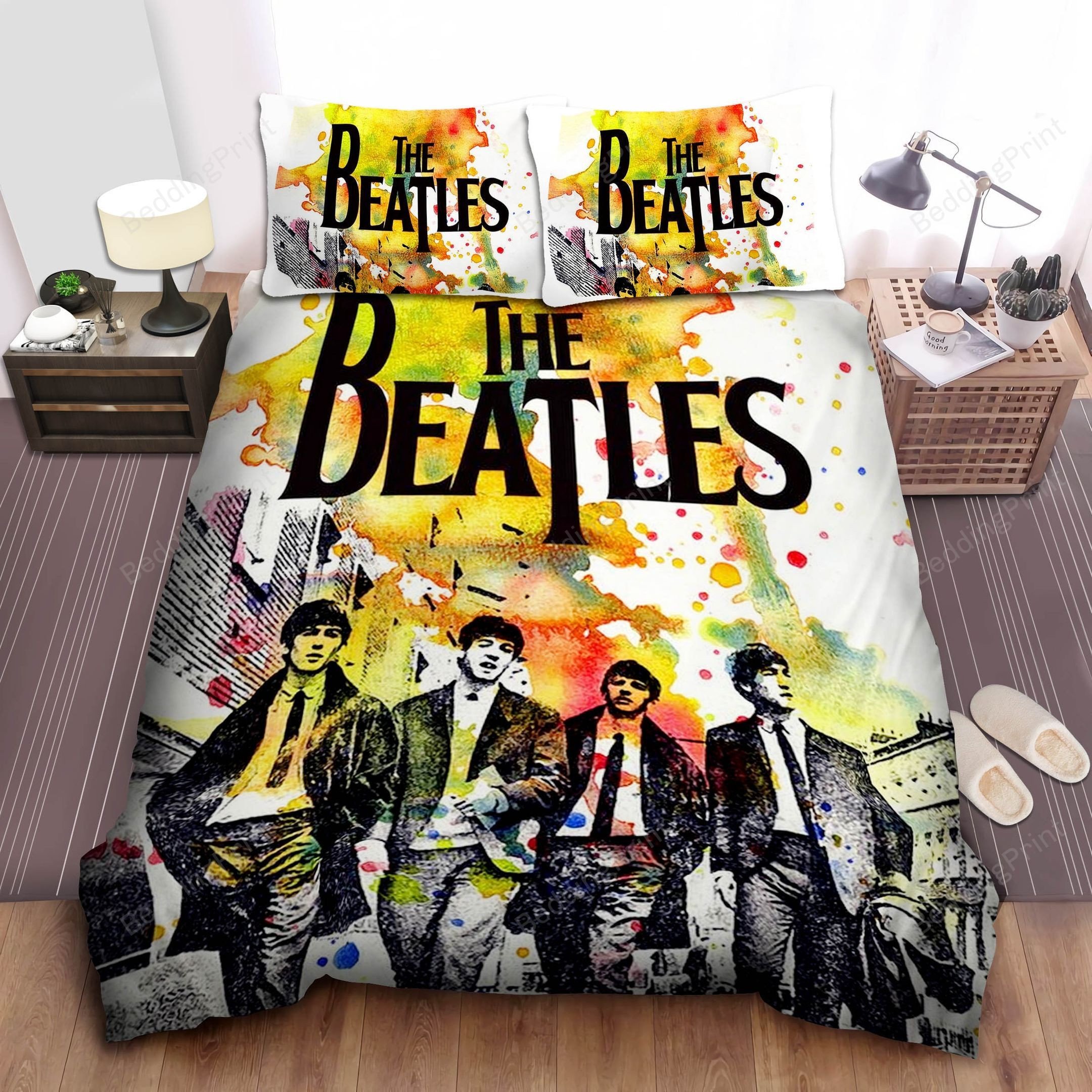 The Beatles Watercolor Splash Poster Bed Sheet Duvet Cover Bedding Sets ...