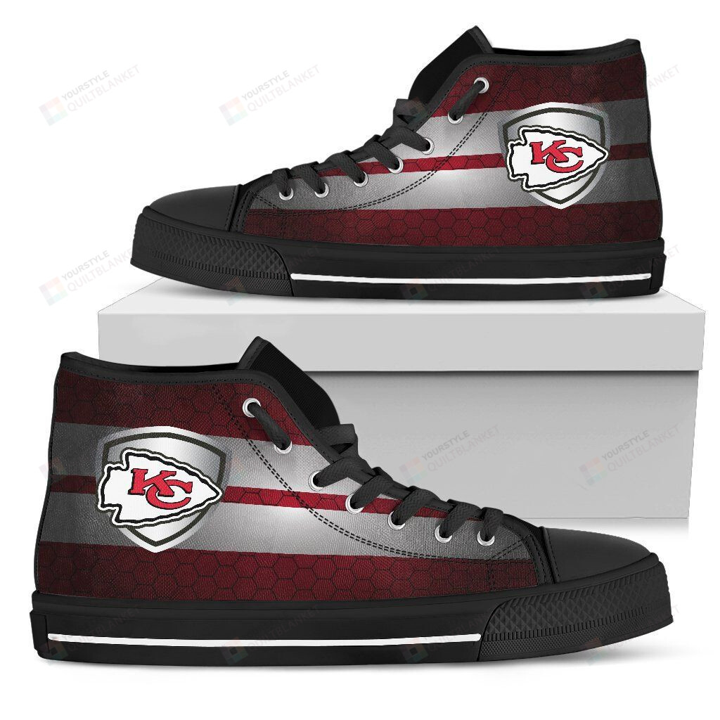 The Shield Kansas City Chiefs NFL Canvas High Top Shoes - HomeFavo