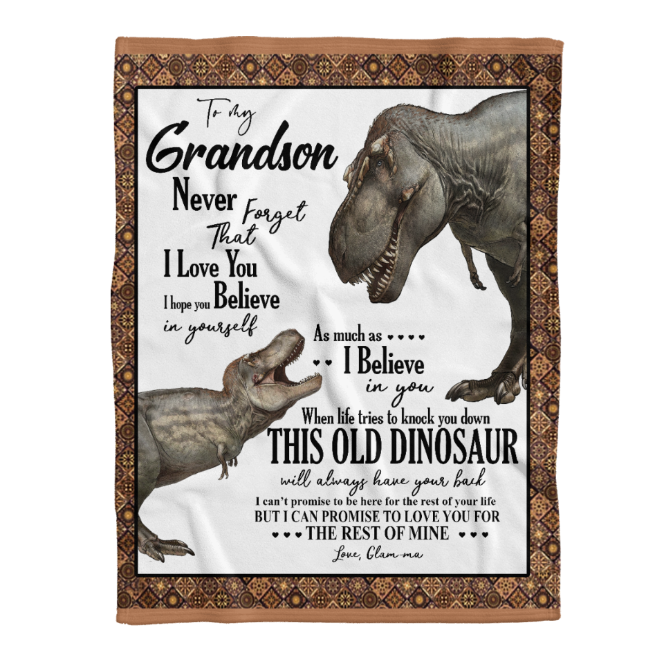 To My Grandson Dinosaur Always Have Your Back Gift From Glam-Ma Grandpa ...
 We Have Your Back