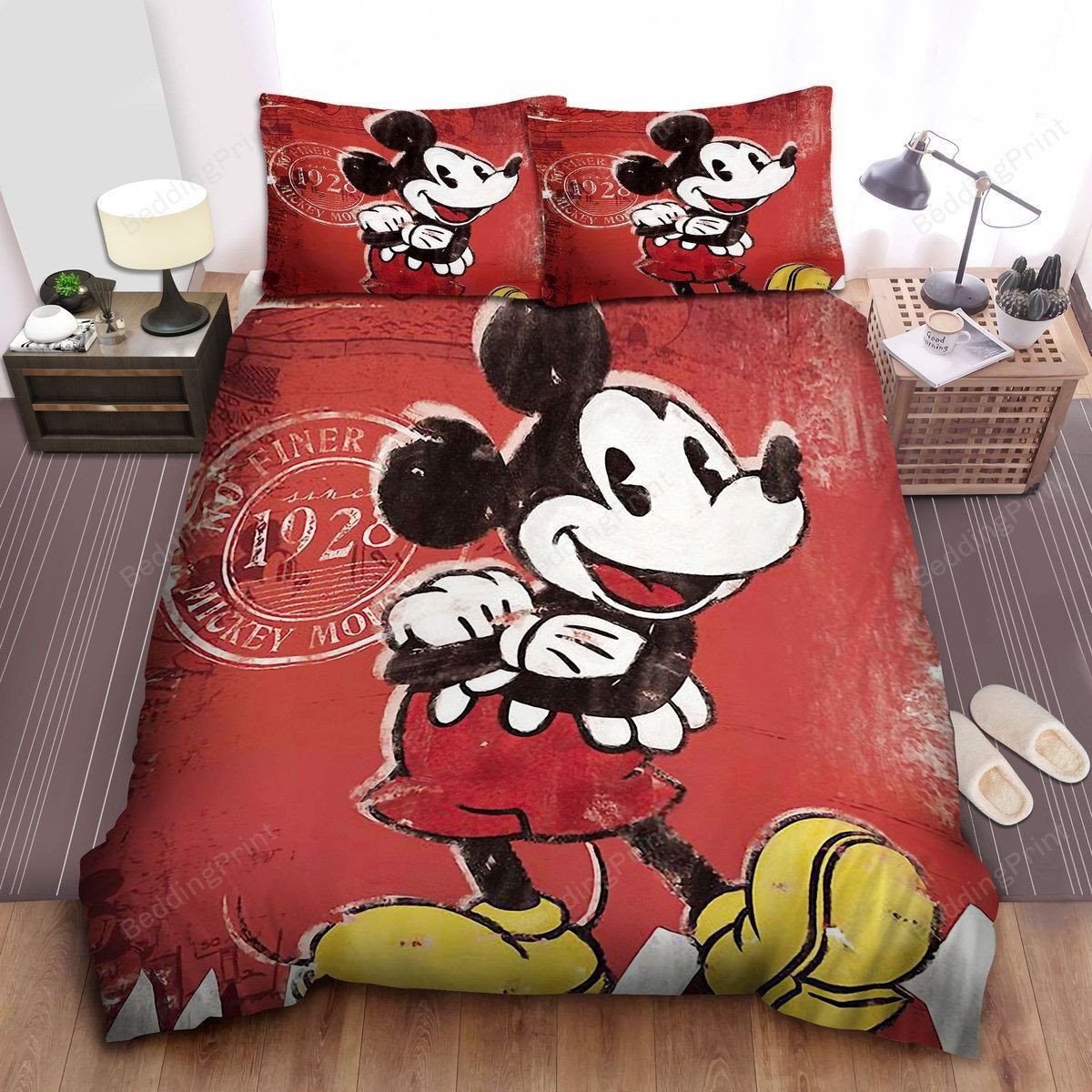 Vintage Original Mickey Mouse Drawing Bed Sheets Duvet Cover Bedding