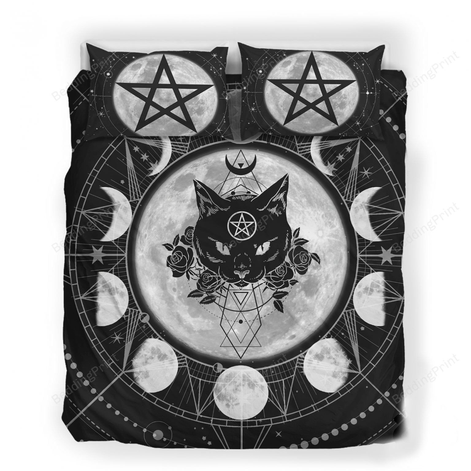 Wiccan Occult Cat Bed Sheets Duvet Cover Bedding Sets V1 Homefavo