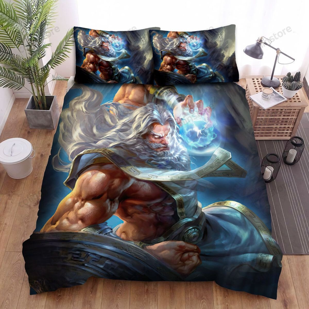 Zeus Greek God Of Sky And Thunder Digital Art Illustration Bed Sheets Spread Duvet Cover Bedding