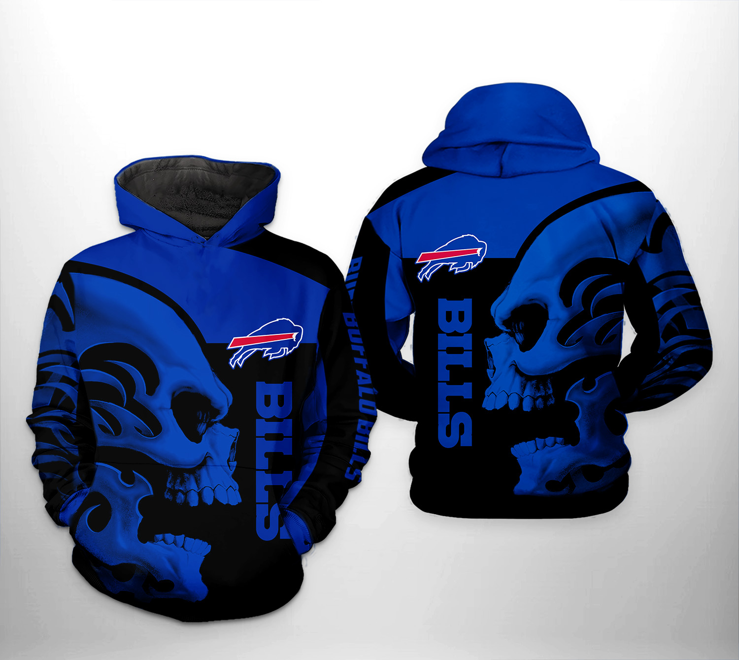 Buffalo Bills NFL Skull 3d Printed Hoodie Zipper Hoodie - HomeFavo