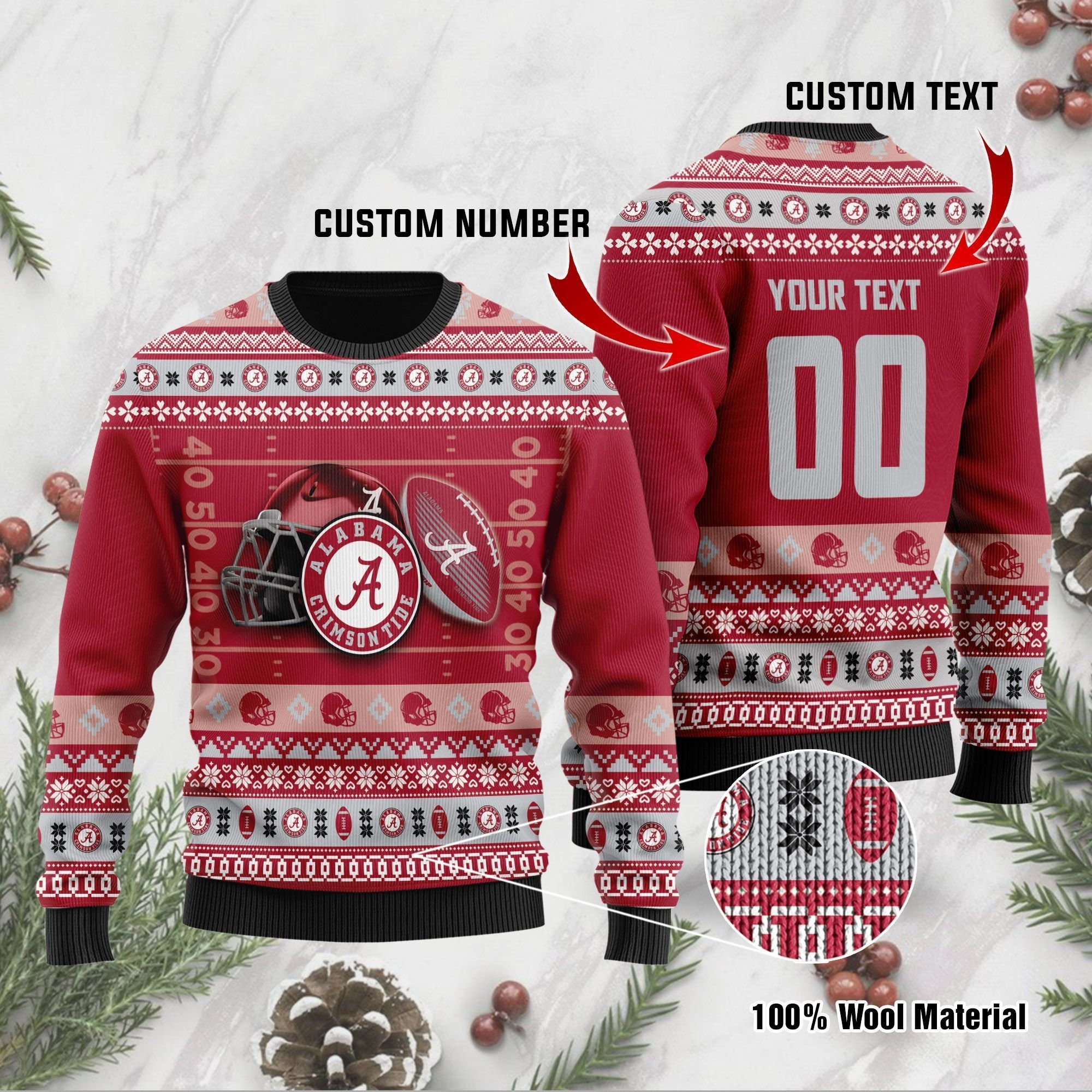 Buy Alabama Crimson Tide Custom Name Number Personalized Ugly Christmas ...