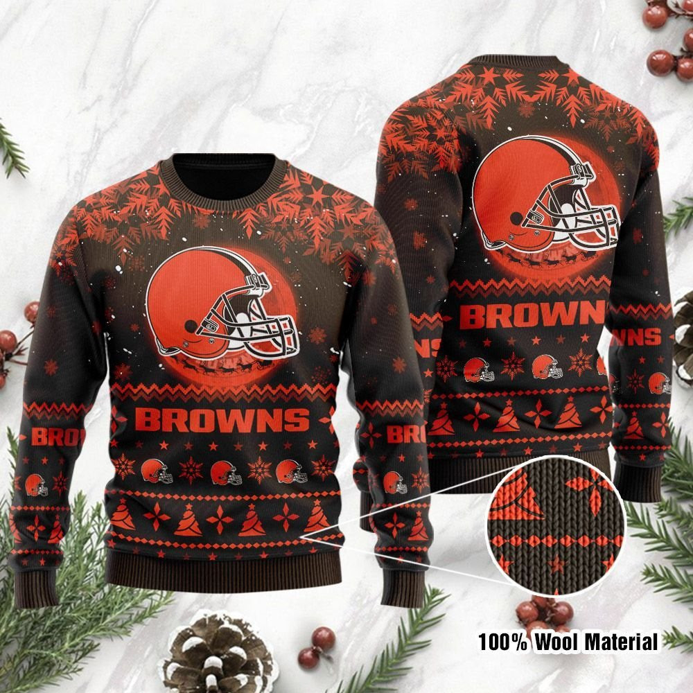 Buy Cleveland Browns Santa Claus In The Moon Ugly Christmas Sweater ...
