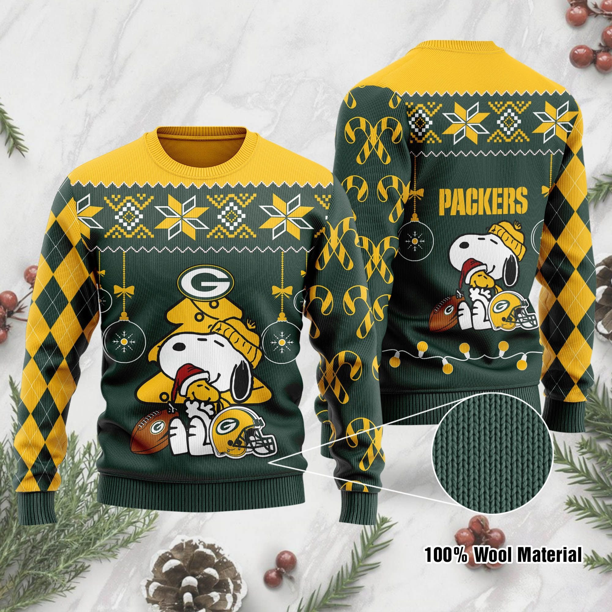 Buy Green Bay Packers Funny Charlie Brown Peanuts Snoopy Ugly Christmas ...