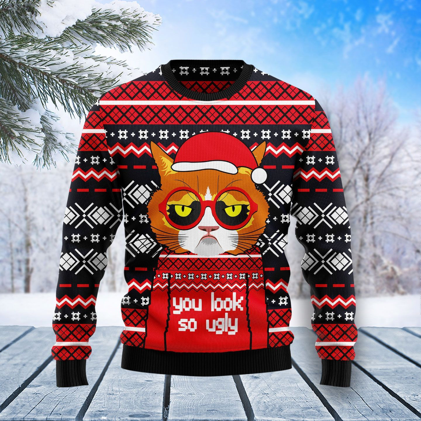 Buy Grumpy Cat You Look So Ugly Christmas Sweater All Over - HomeFavo