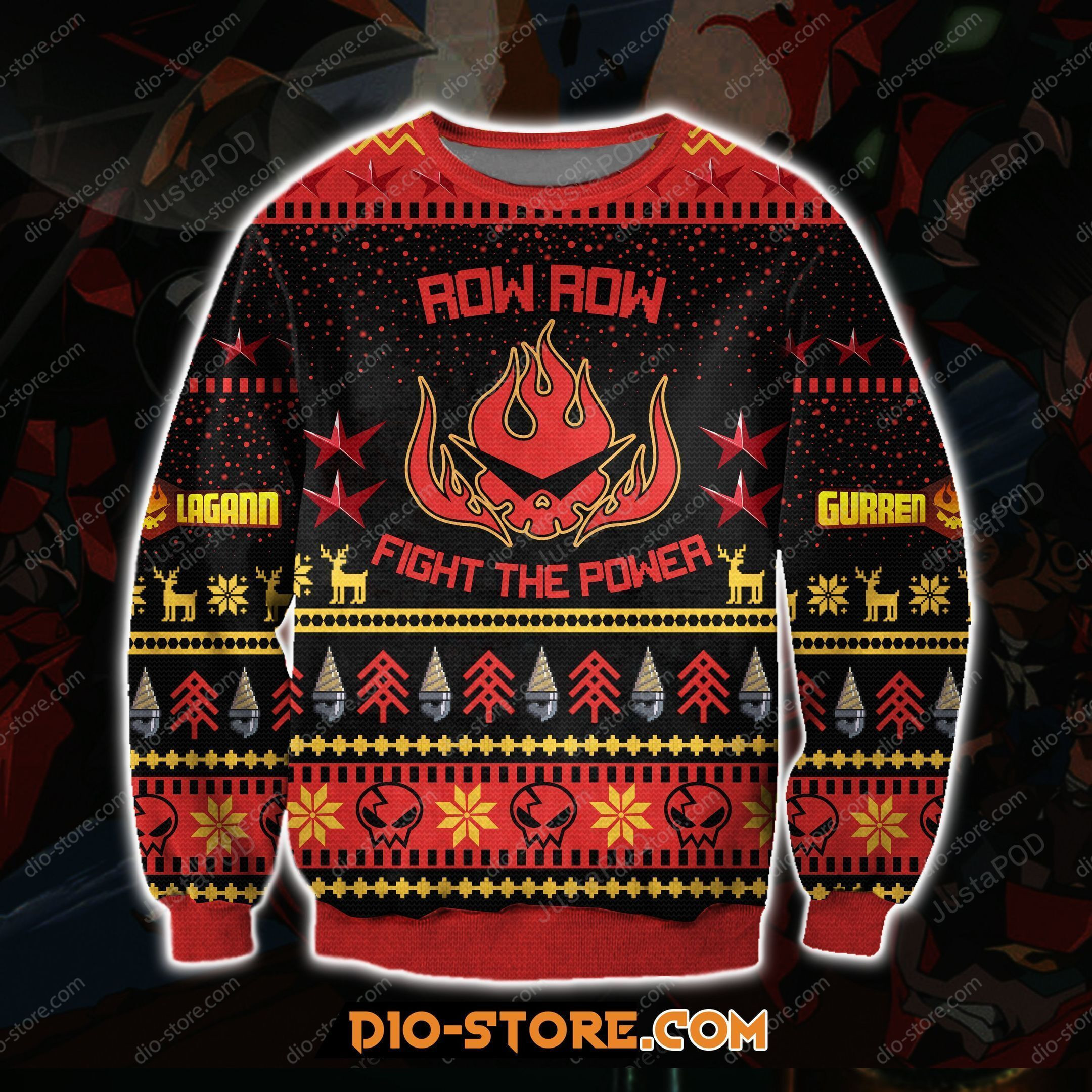 Buy Gurren Lagann Knitting Pattern Ugly Christmas Sweater All Over