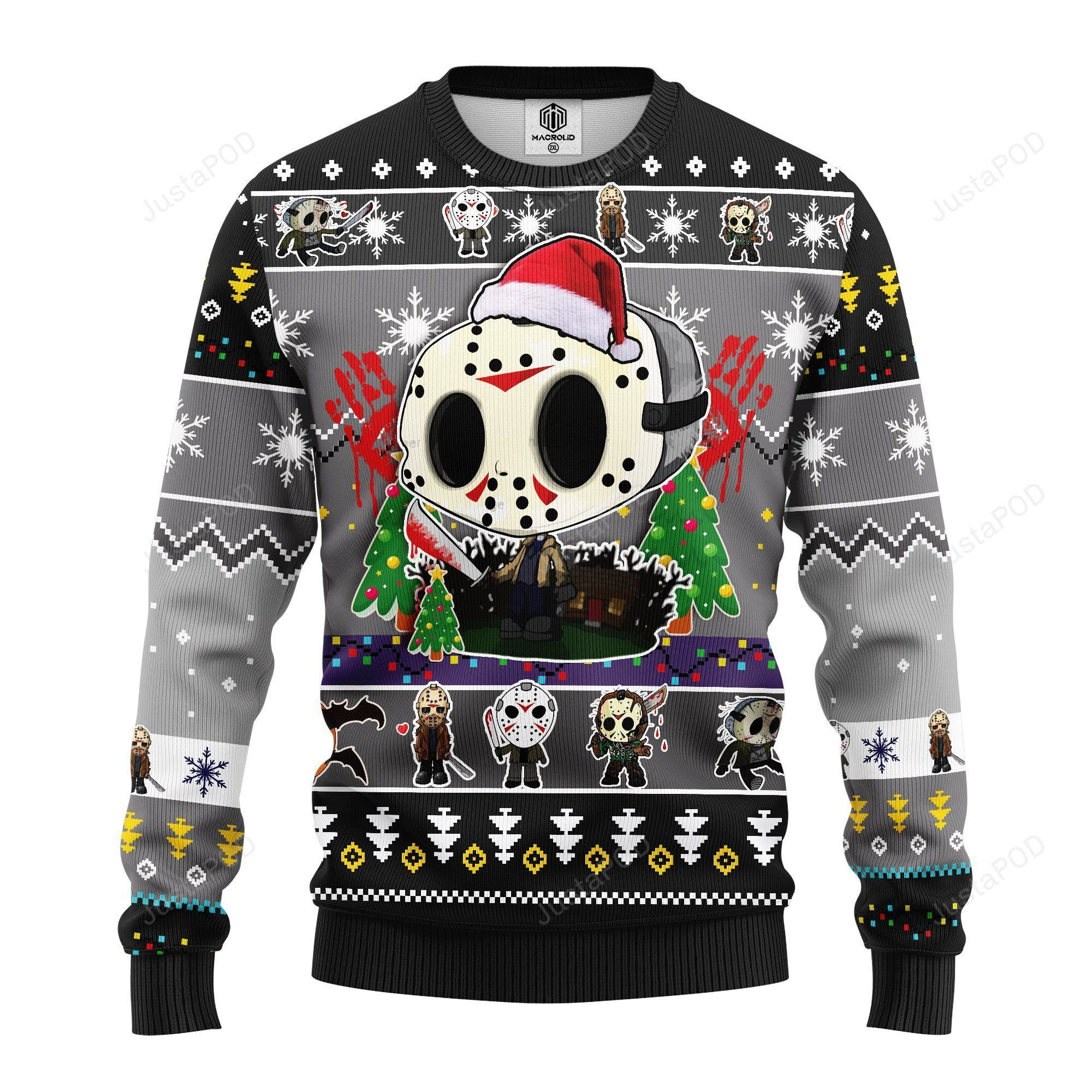Buy Jason Voorhees Chibi Ugly Christmas Sweater Ugly Sweater Christmas ...