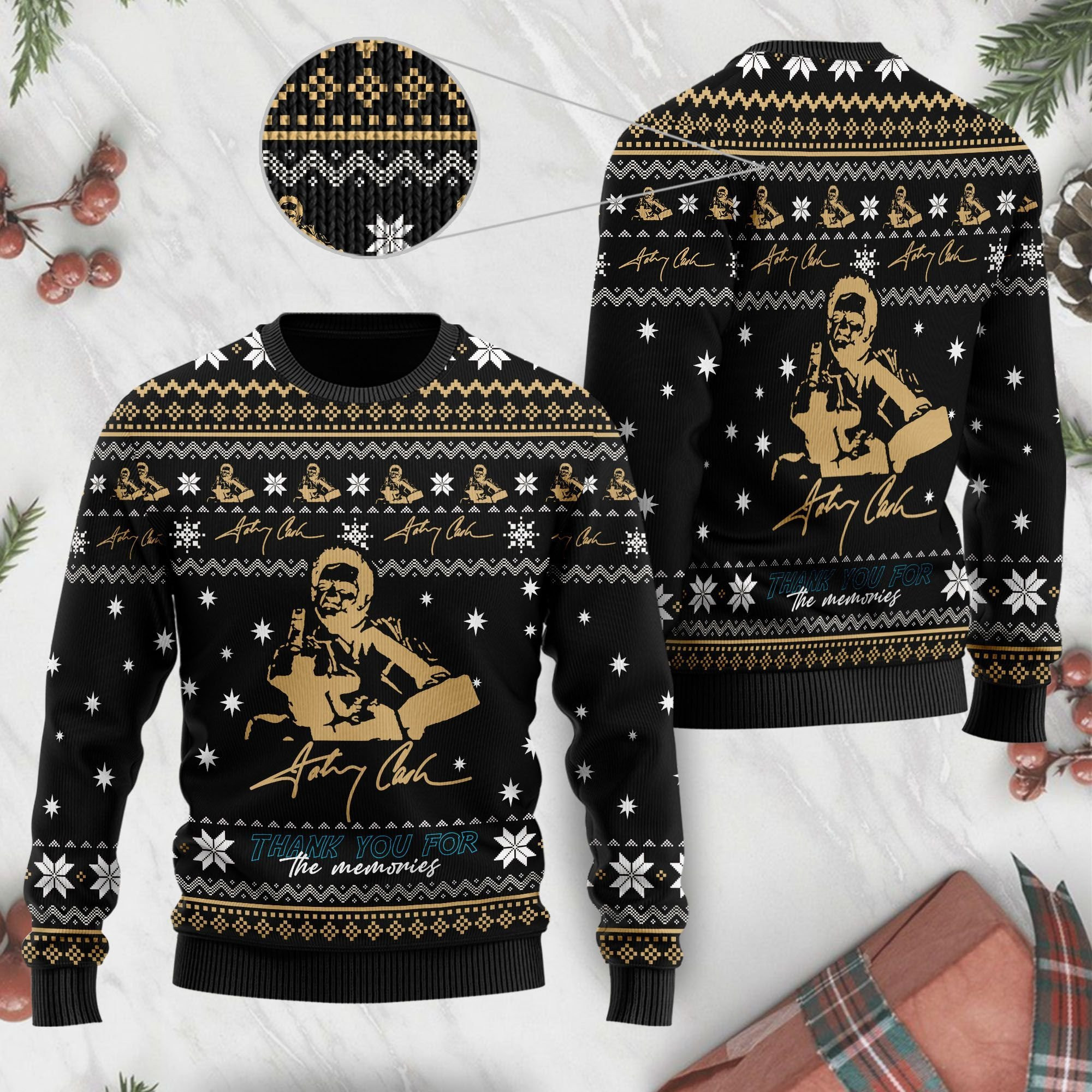 Buy Jonny Cash Thank You For The Memories Ugly Christmas Sweater - HomeFavo