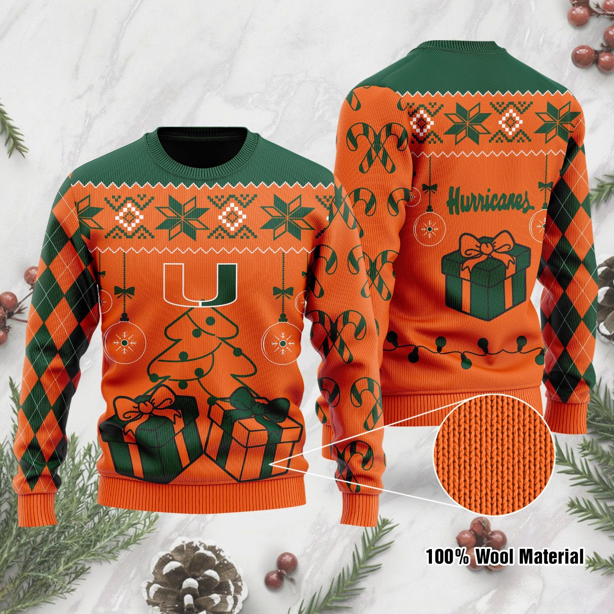 Buy Miami Hurricanes Funny Ugly Christmas Sweater Ugly Sweater