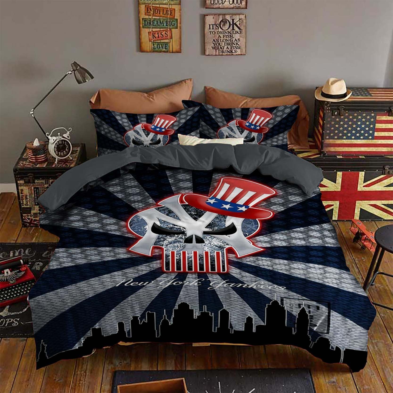 Buy New York Yankees Bedding Set Sleepy (Duvet Cover & Pillow - HomeFavo