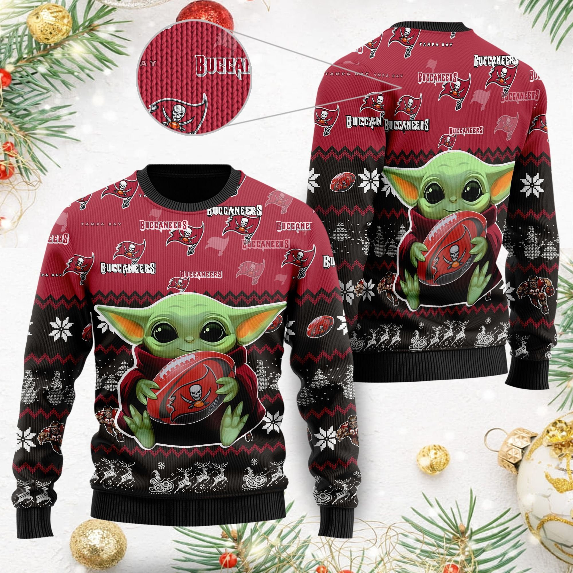 Buy Tampa Bay Buccaneers Baby Yoda Ugly Christmas Sweater Ugly Sweater ...