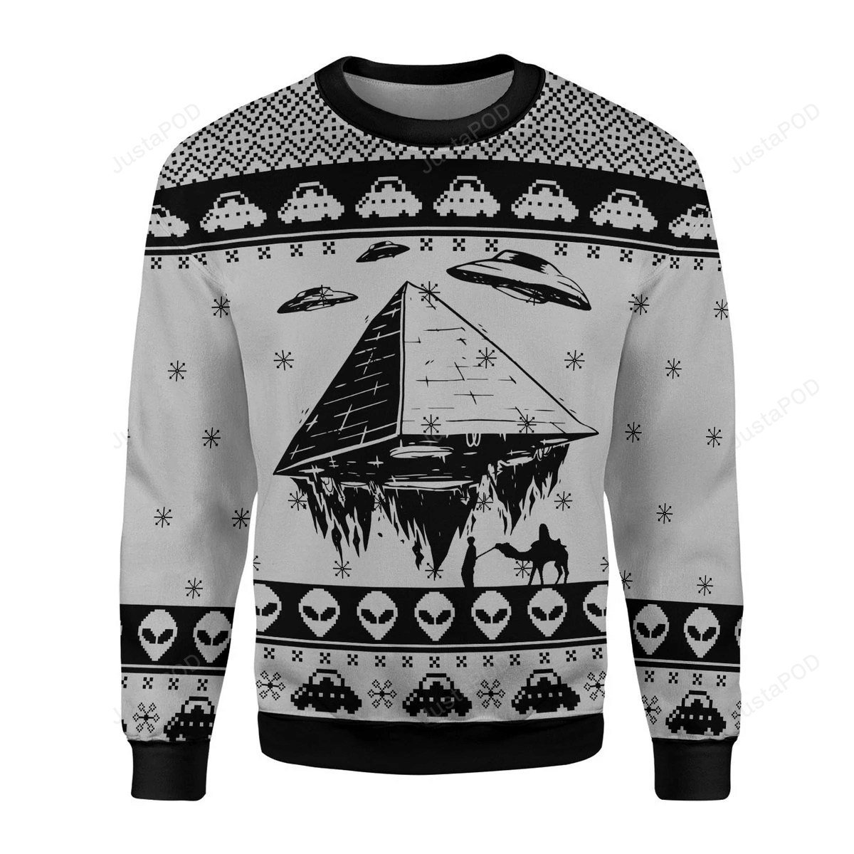 Buy UFO Over The Pyramid Ancient Aliens Ugly Christmas Sweater All ...