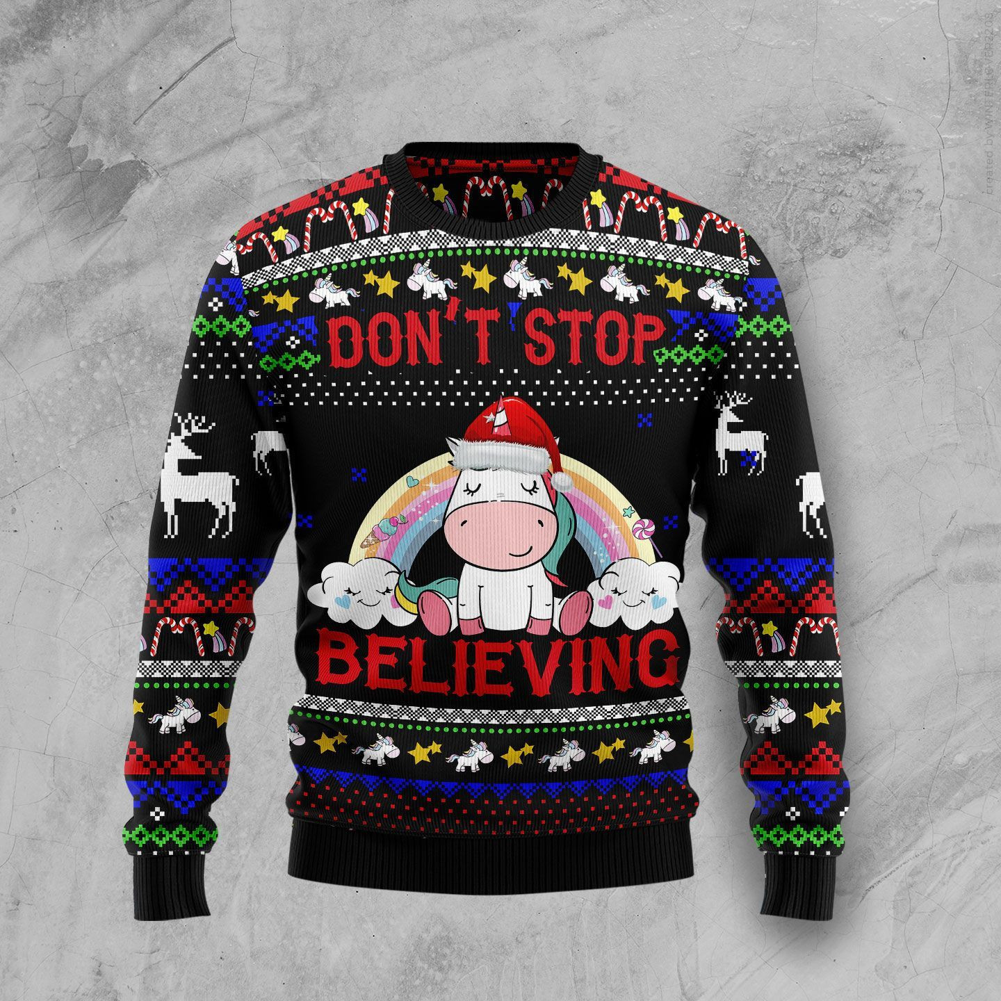 Buy Unicorn Dont Stop Believing Ugly Christmas Sweater All Over Print ...
