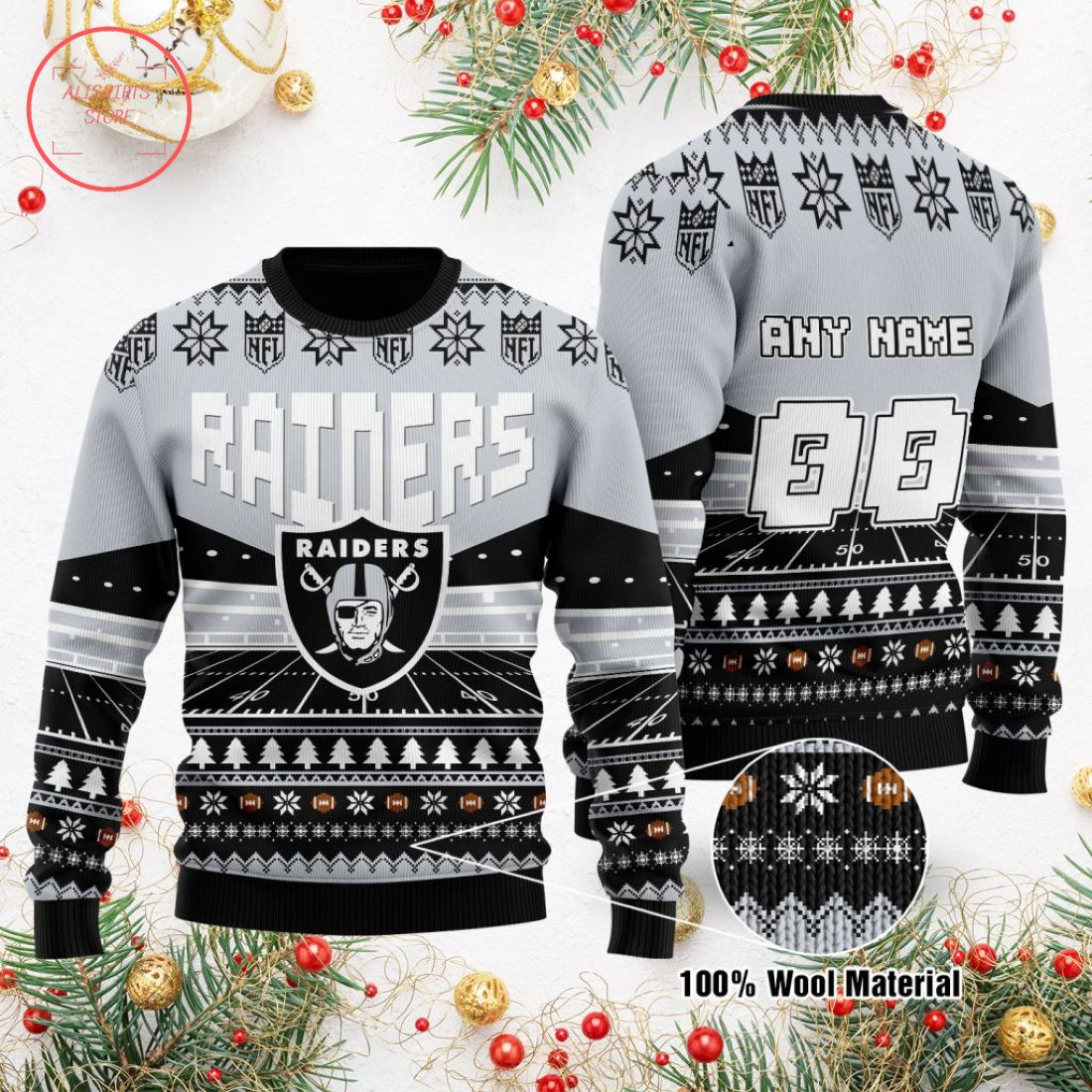 NFL Las Vegas Raiders Ugly Personalized 3D Ugly Christmas Sweater ...