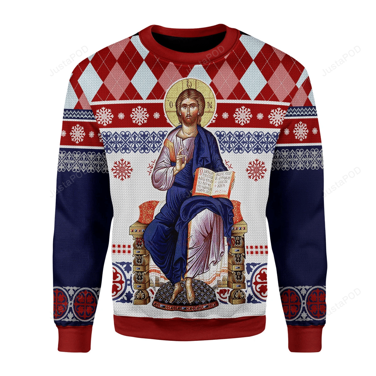 Buy Jesus Evlogon Greek Byzantine Orthodox Ugly Christmas Sweater, All ...