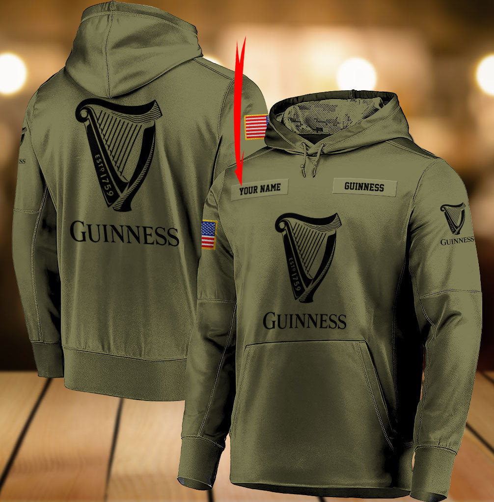 Buy Personalized Military Green Guinness Beer Hoodie & Zip Hoodie ...