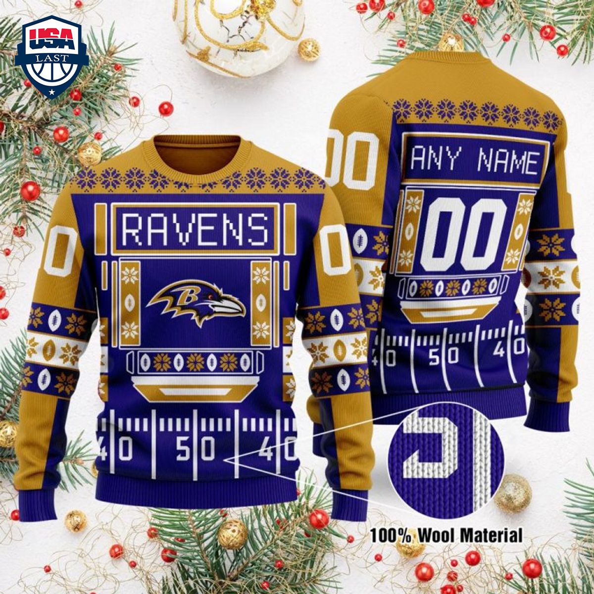 NFL Baltimore Ravens Personalized 3D Ugly Christmas Sweater HFV025 ...