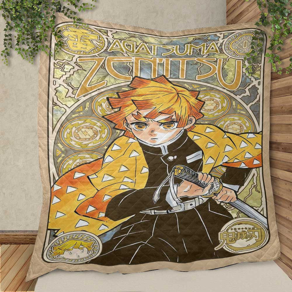 Agatsuma Zenitsu Kimetsu no Yaiba Anime A123 Gifts Lover Quilt Blanket