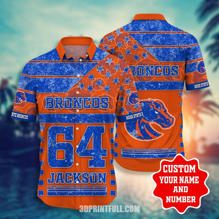 Beach Boise State Broncos 3D Hawaiian shirt custom name