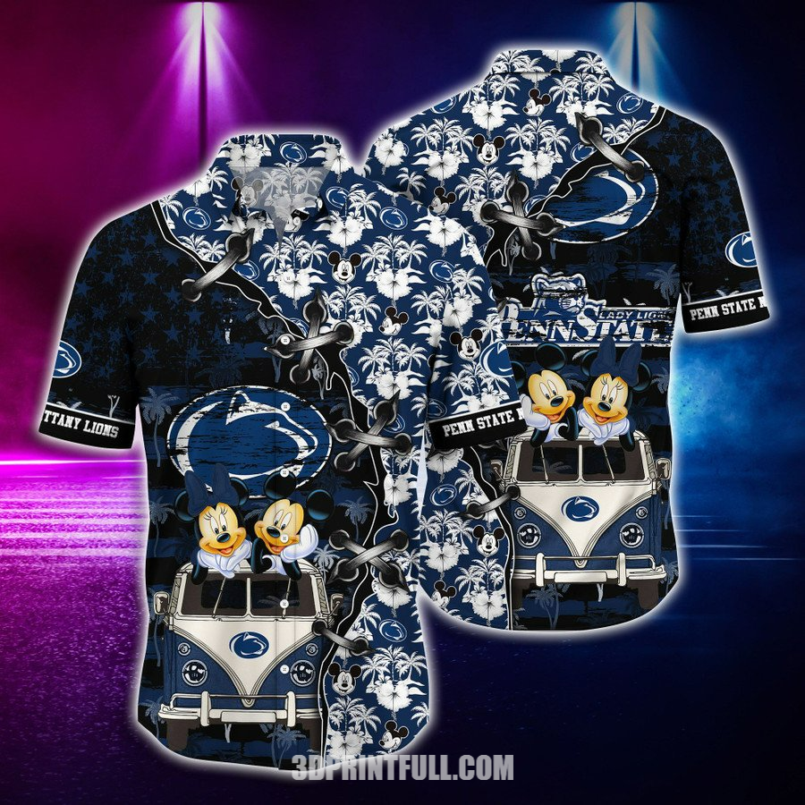 Beach Penn State Nittany Lions Men Hawaiian Shirt Logo Summer