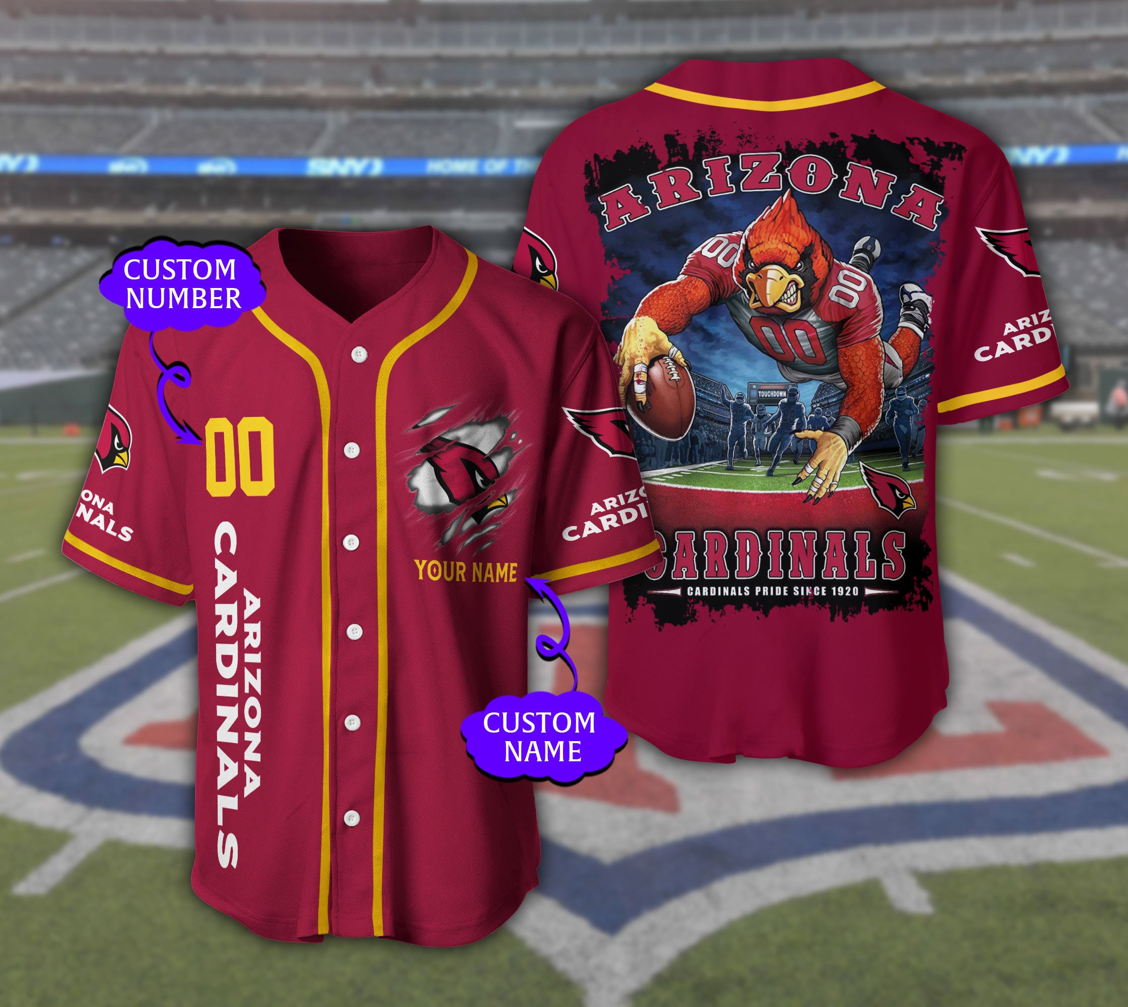 Buy Arizona Cardinals 3D NFL Personalized Baseball Jersey DTPHBB1120101 ...
