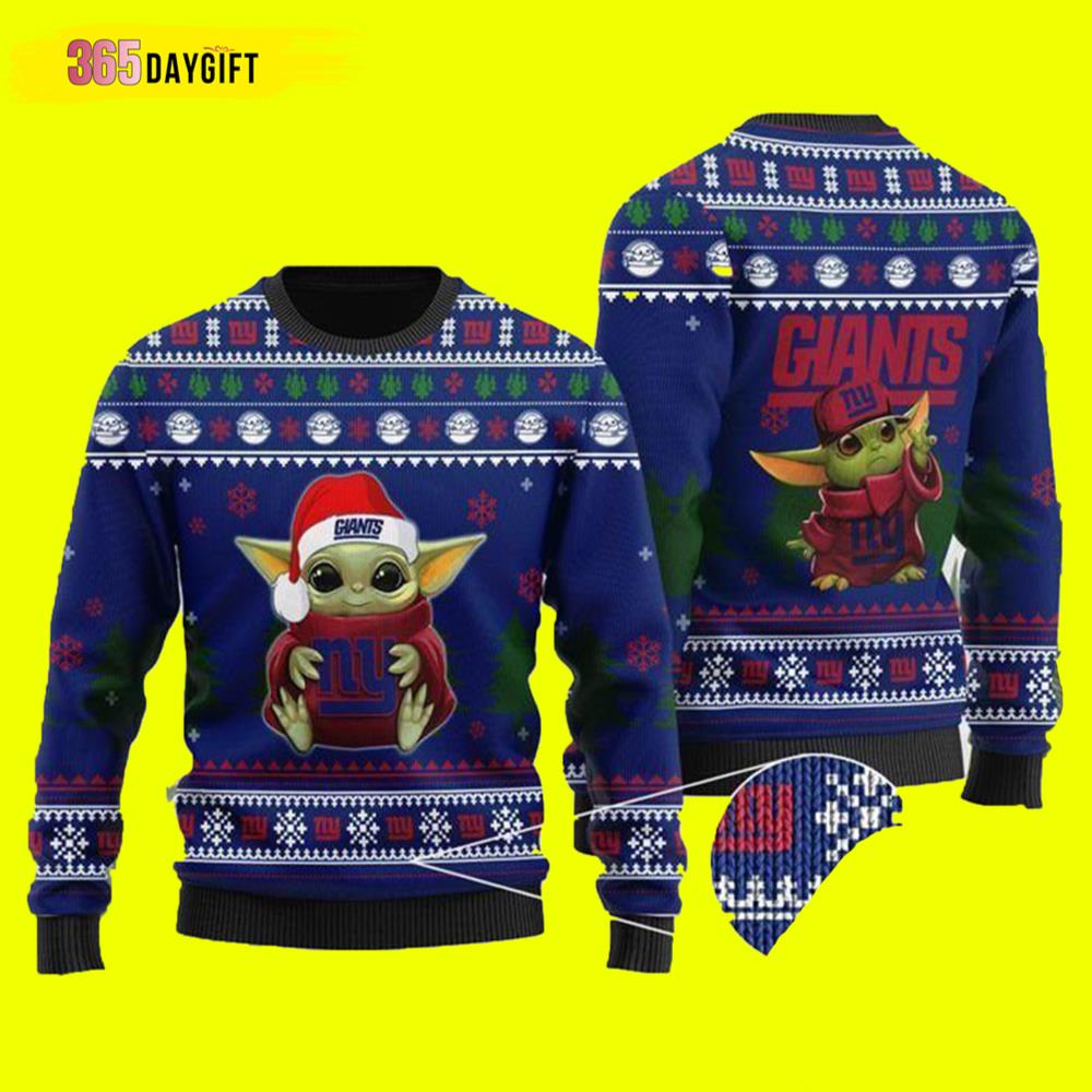 Buy Baby Yoda Love New York Giants Ugly Christmas Sweater - Travis ...