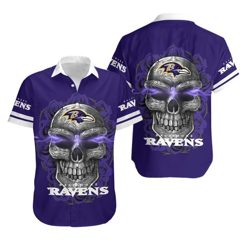 Buy Baltimore Ravens Sugar Skull NFL Gift For Fan Hawaiian Graphic Print