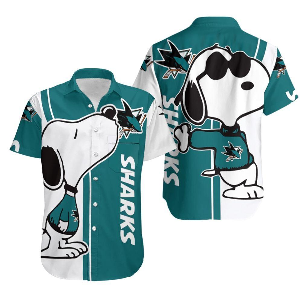 Buy Beach San Jose Sharks Hawaiian Shirt Snoopy Lover 3D Printed