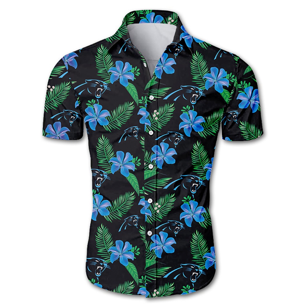 Buy Beach Shirt Carolina Panthers Hawaiian Shirt Floral Button Up Slim Fit Body