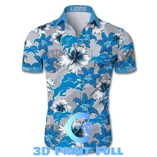 Buy Beach Shirt Detroit Lions Hawaiian Shirt Tropical Flower Short Sleeve Slim Fit Body