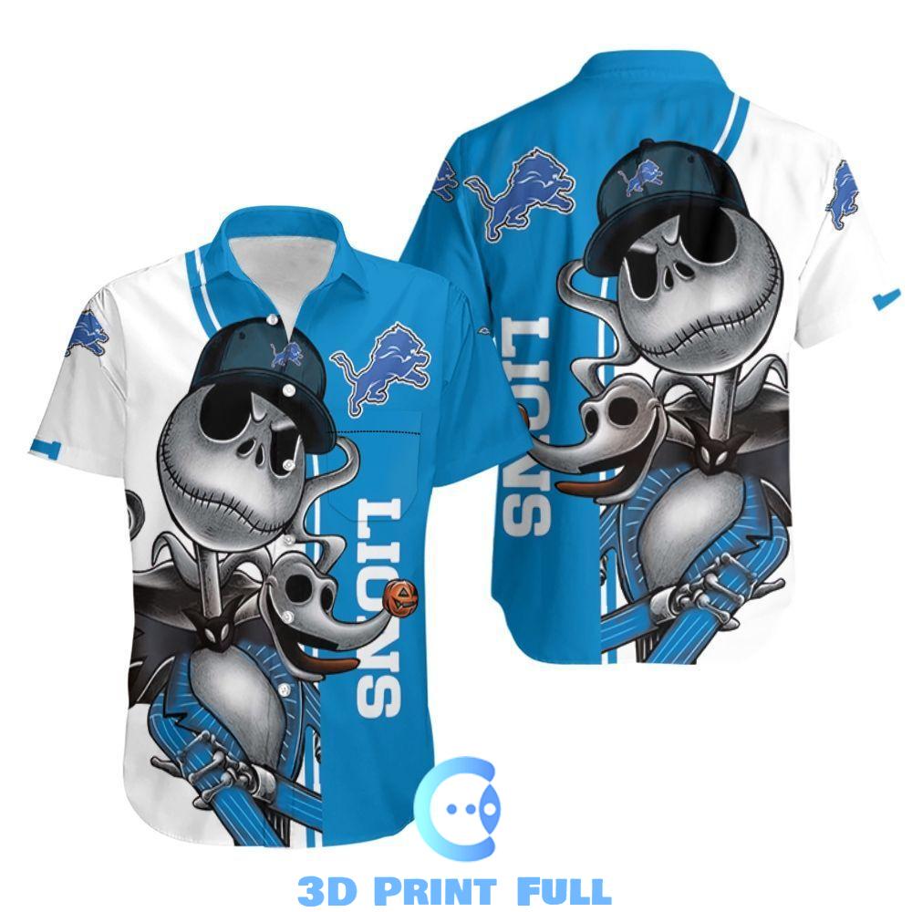 Buy Beach Shirt Detroit Lions Jack Skellington And Zero Hawaiian Shirt Combo Beach