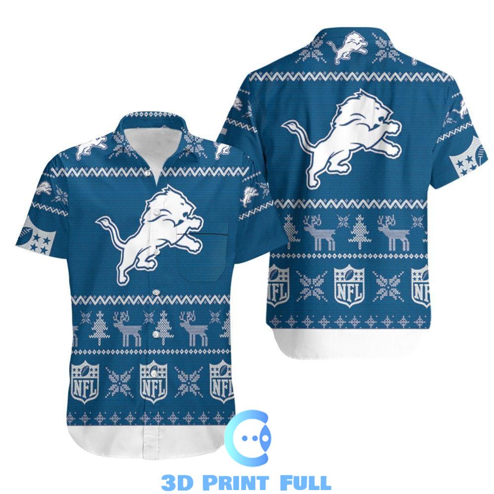 Buy Beach shirt Detroit Lions Ugly Sweatshirt Christmas 3D Hawaiian Shirt Beach Set