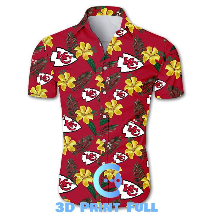 Buy Beach Shirt NFL kansas city chiefs tropical flower hawaiian shirt