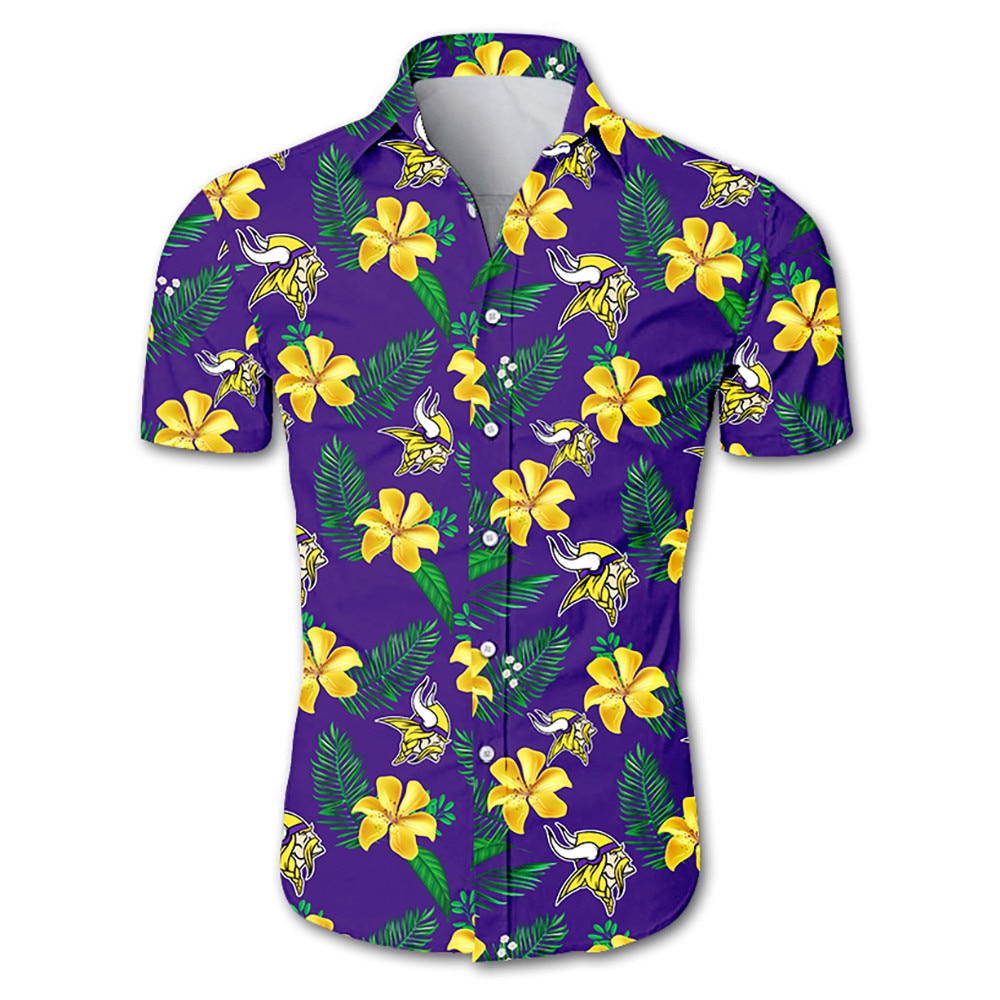 Buy Beach Shirt NFL minnesota vikings tropical flower hawaiian shirt