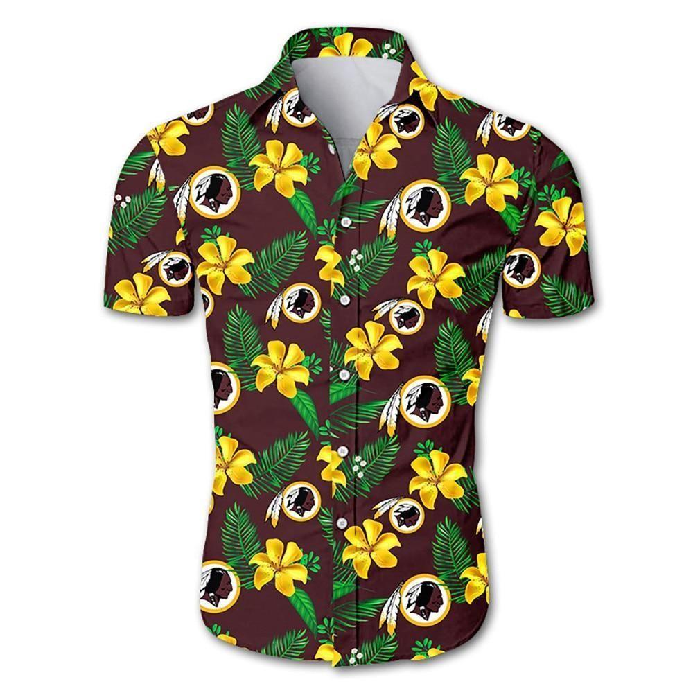 Buy Beach Shirt NFL washington redskins tropical flower Hawaiian Shirt White